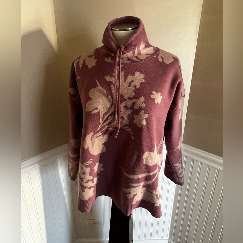 LIZ CLAIBORNE lavender floral pullover crewneck size xl
